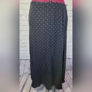 Ralph Lauren Silk Navy Maxi Skirt with White Dots